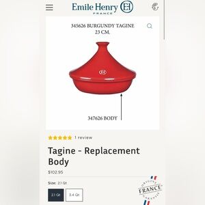 New Emile Henry replacement tajine base 2.1qt